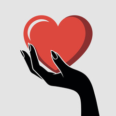 Elegant Hand Presenting a Red Heart with Grace and Style, Symbolizing Affection, Romance, and Deep Emotional Connection