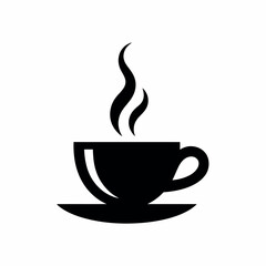 Silhouette of a Steaming Cup of Coffee on a Saucer for Morning Refreshment and Beverage Enjoyment with Aroma