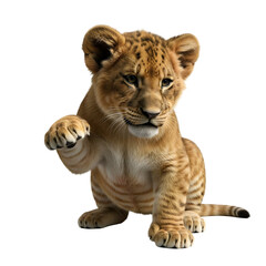 Obraz premium Cute baby lion waving hello there