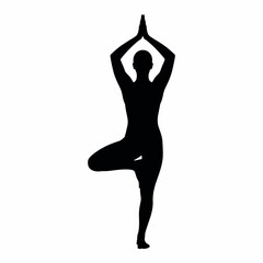 Fototapeta premium Elegant Tree Pose Yoga Silhouette Vector for Wellness, Fitness, and Mindful Living Designs with Balanced Asana and Serene Energy