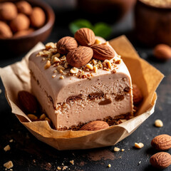 Creamy sorbet with nuts