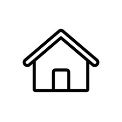Fototapeta premium Minimal house icon with door in black outline 