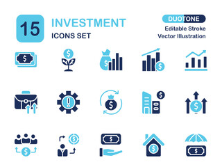 Modern Duotone Investment Icon Set	
