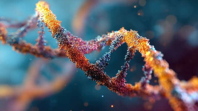 Image of DNA strand against colour background, no logos, no brands - Powered by Adobe