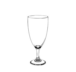 Obraz premium Wine Glass Illustration: A sleek, monochrome line art drawing depicts an elegant wine glass, showcasing its graceful curves and delicate stem.