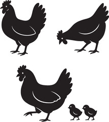 BLACK AND WHITE Chicken Silhouettes Daily Farm Moments
