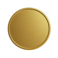 A single, circular, flat gold-colored cardboard coin token with subtle texture and lustrous sheen, perfectly isolated on a transparent background with even, diffused lighting, top-down view. Concept