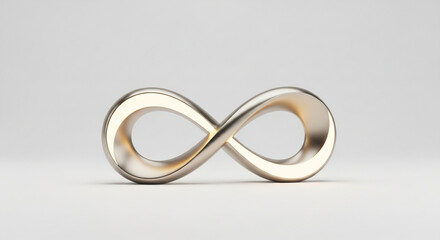 Elegant infinity symbol with modern brushed metal finish and soft glow