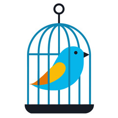 Fototapeta premium Bird in Cage Vector Illustration – Cute Animal Design for Pet Lovers 