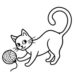 Obraz premium Cat Playing with Yarn Vector Illustration – Cute Animal Design for Pet Lovers 