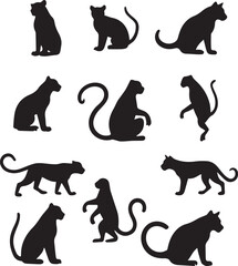 Jungle Animal Silhouettes Set Exotic Wildlife Icons