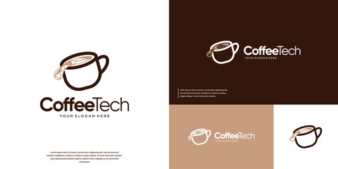 abstract cup logo, fresh inspiration, coffee drink, vector graphic design.