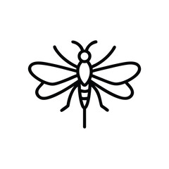 Minimalist line art icon a dragonfly with spread wings insect
