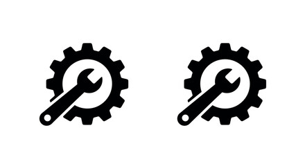 Settings and repair icons in bold silhouette style