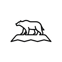 Minimalist line art polar bear walking on ice floe arctic