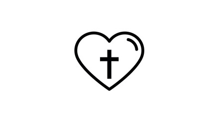 Fototapeta premium Minimalist heart icon with cross inside