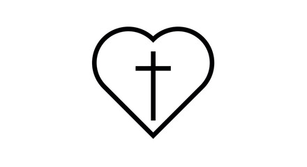 Obraz premium Minimalist heart outline with cross symbol in center