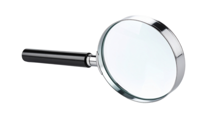 Magnifying glass with transparent handle on a transparent background