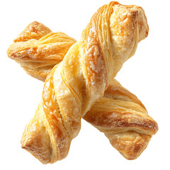 Golden, Flaky Croissant Twists Arranged in a Cluster