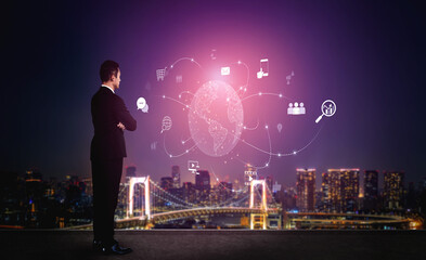 Visualization of global digital communication and online across multiple platforms, including...
