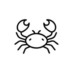 Minimalist outline icon a crab on a graphic symbol