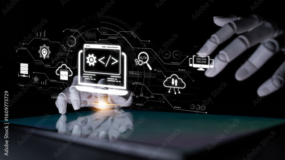 Fototapete ai streamlines web development with smart coding tools, interface automation, and futuristic design 