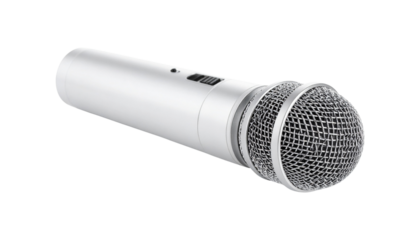 Silver microphone on a transparent background