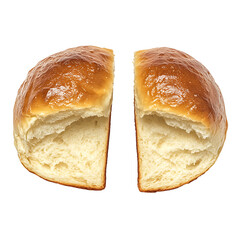 Freshly Baked Bread Roll Halved, Showing Soft Interior