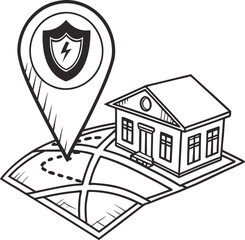 Vintage architectural sketch drawing vector illustration of a city home building pattern