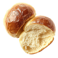 Freshly Baked Bread Roll, One Whole and One Sliced in Half, Displaying Soft Interior