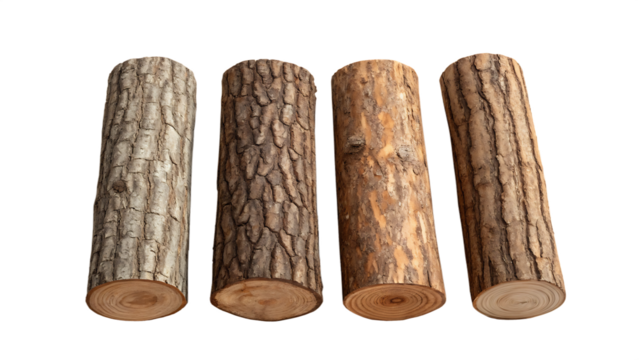 Stacked Tree Stumps with Real Bark Texture Background