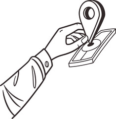 Hand holding drawing tools vector illustration: a cartoon finger design with creative art sketch work