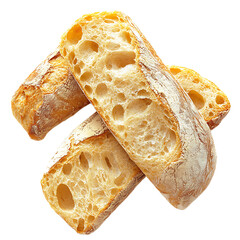 Freshly Baked Artisan Bread Slices with Crusty Exterior and Airy Interior