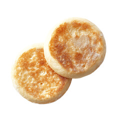 Golden Brown English Muffins Isolated on White Background