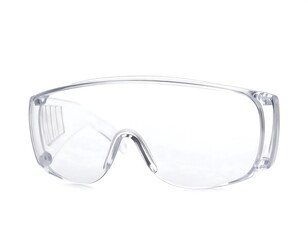 Clear safety glasses on white background (1)