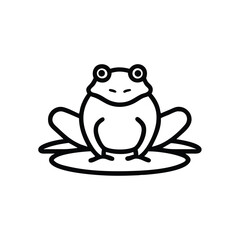 Simple outline frog sitting on a lily pad icon animal