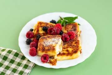 Closeup of rustic pancakes with golden crust