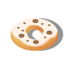 Abstract Isometric Fast Food Bitten Donut Meal Background Vector Design Style Cooking, Breakfast