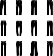 Set of Black Pants and Trousers Icons