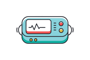 Fototapeta premium Portable Medical Monitor Cartoon Illustration for Healthcare Analytics and Diagnostic Technologies and Clinical Data Recording