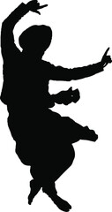 Black solid silhouette for bhangra dance black and white with white background 
