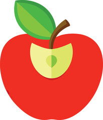 Fresh Apple Slice Vector Illustration with CMYK Colors and Simple Fonts