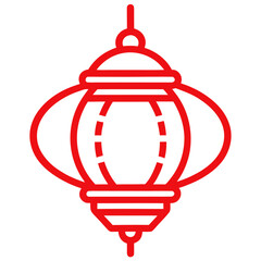 Beautiful red lantern outline icon on white background.