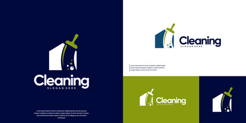 home care service logo, house shape and cleaning brush, graphic design template.