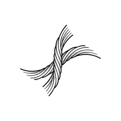 Intertwined Abstract Lines. Striking white strands gracefully weave together on a dark background. This graphic artwork embodies synergy and contemporary aesthetics.