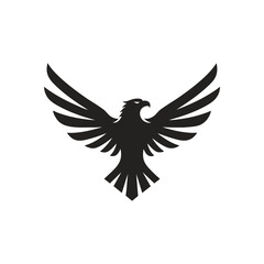 Dark Eagle Silhouette Design. This powerful avian icon, wings outstretched, embodies strength, leadership, and freedom. Its vigilant eyes convey sharp focus and determination.