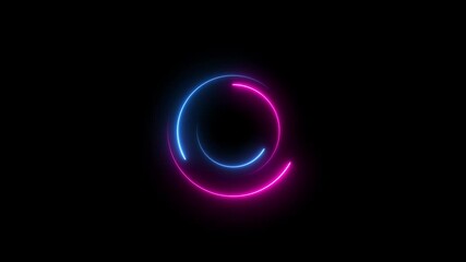 cyan circle glow border, alpha channel, seamless loop, abstract glowing neon line cyan color circular lens animation neon light on black background, vertical design - Powered by Adobe