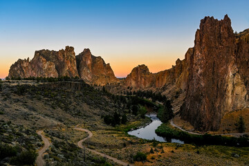 Smith Rock State Park over Crooked River, Oregon, USA