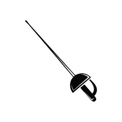 Elegant Fencing Weapon Outline. Illustrates precision, agility, and the strategic pursuit of a combat sport. This striking monochrome image captures the essence of a fine athletic instrument.