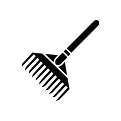 Garden Rake Utility Icon. Minimalist vector image of a yard implement. Ideal for outdoor projects, symbolizes care and upkeep for tidy spaces.